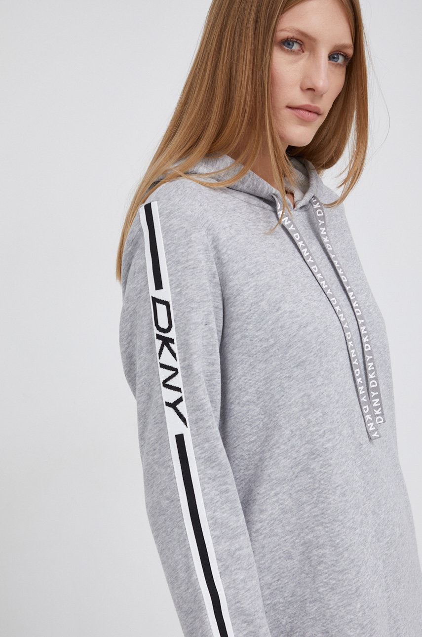 

Рокля Dkny в сиво къс модел със стандартна кройка, Сив
