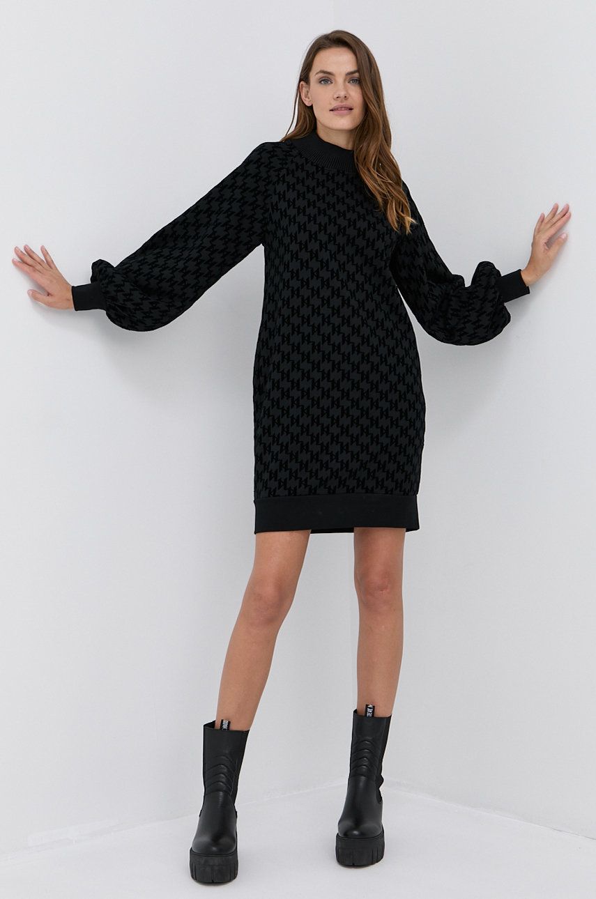 Karl Lagerfeld Rochie din bumbac culoarea negru, mini, model drept answear.ro imagine noua 2022