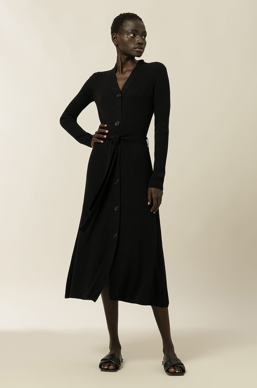 Ivy & Oak Rochie culoarea negru, midi, model drept answear.ro