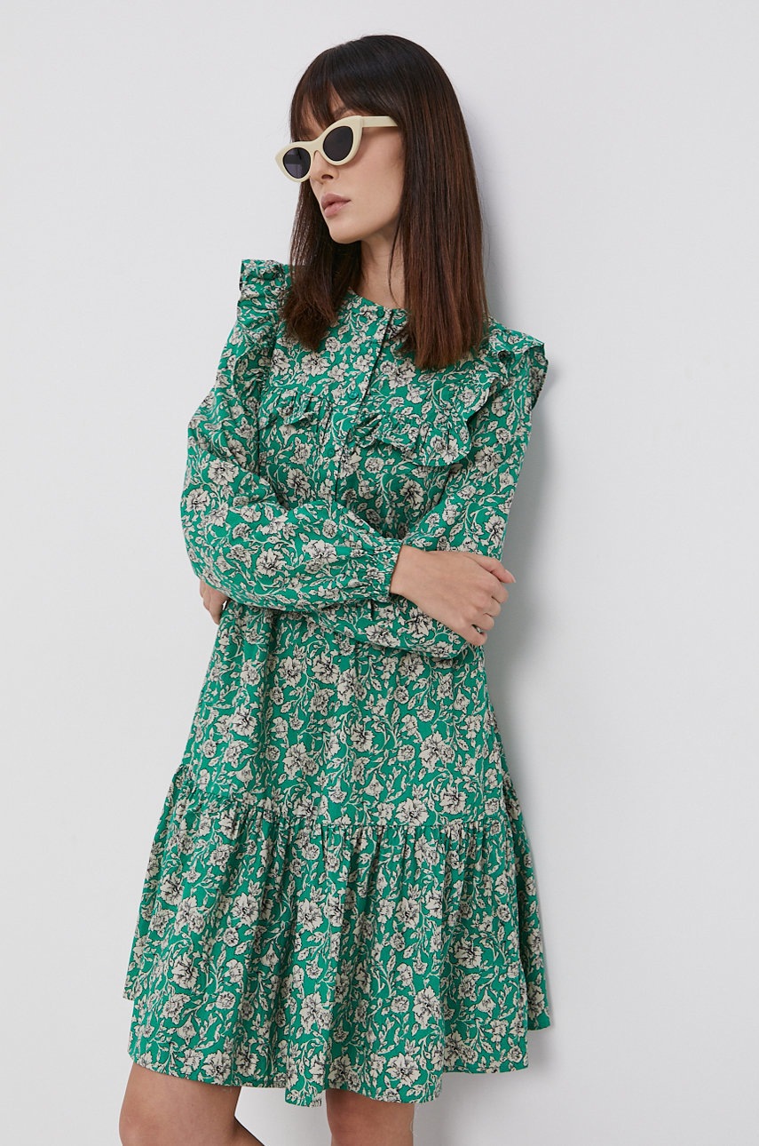 

Бавовняна сукня Vero Moda колір зелений mini розкльошена
