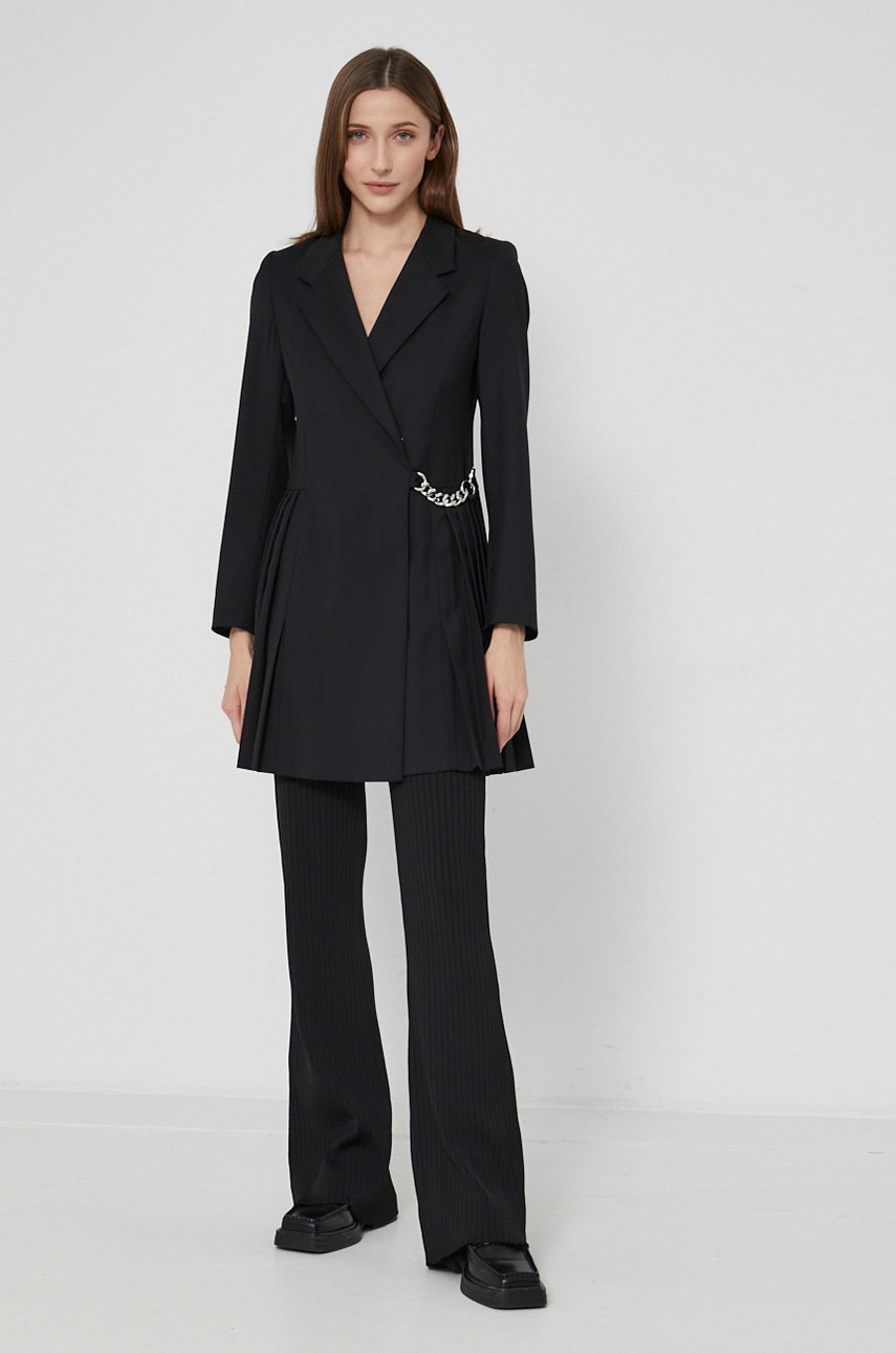 

Шерстяное платье The Kooples цвет чёрный mini расклешённое