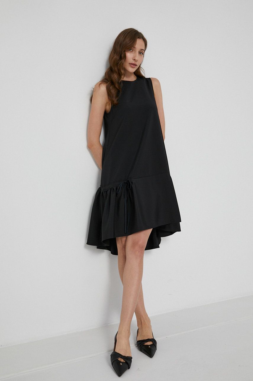 Victoria Victoria Beckham Rochie culoarea negru, mini, oversize answear.ro