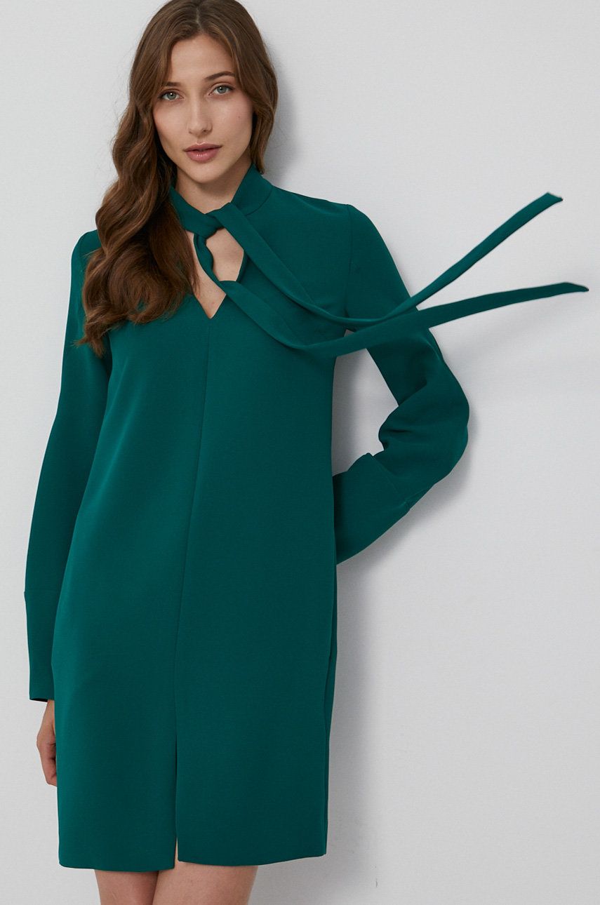 Victoria Victoria Beckham Rochie culoarea verde, mini, model drept answear.ro