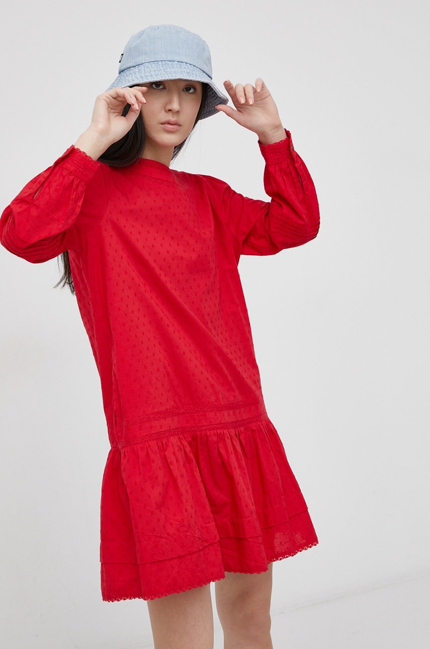 

Бавовняна сукня Superdry колір червоний mini oversize