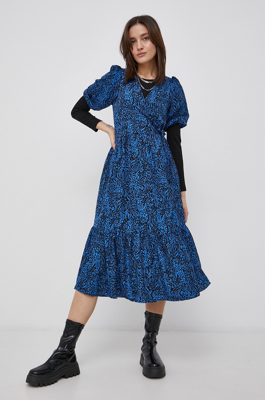 Brave soul rochie culoarea negru, midi, evazata