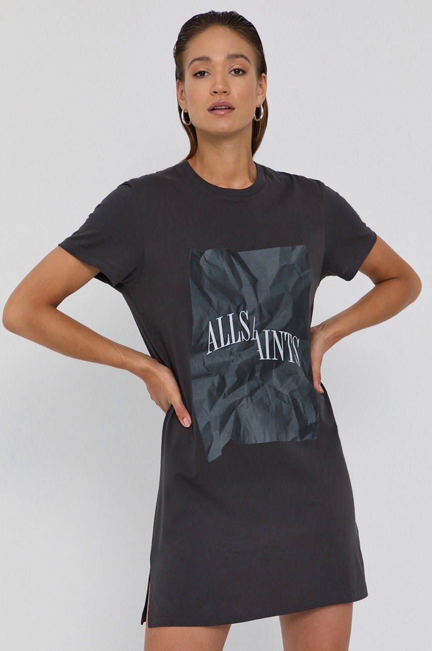 

Платье AllSaints цвет серый mini прямое