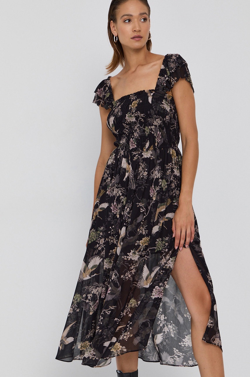 

Платье AllSaints цвет чёрный maxi расклешённое