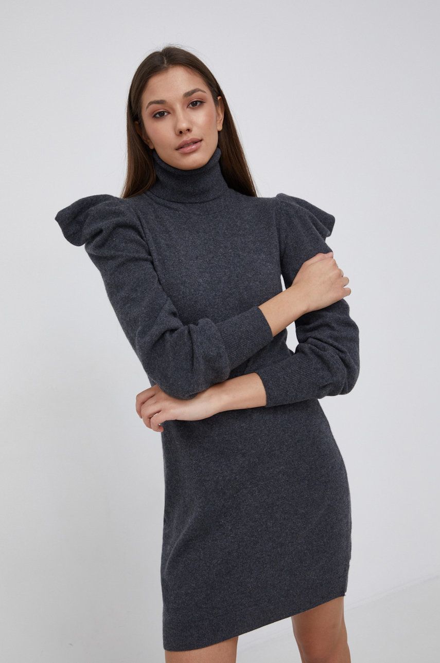 Sisley Rochie din lână culoarea gri, mini, model drept answear.ro imagine megaplaza.ro