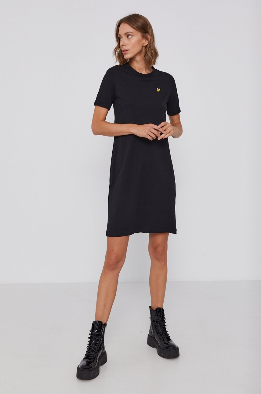 

Хлопковое платье Lyle & Scott цвет чёрный mini прямое