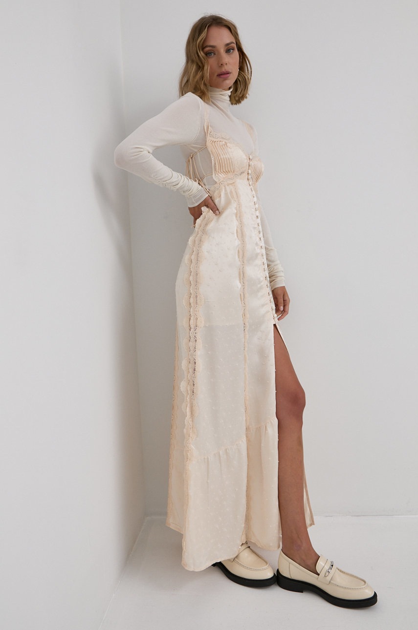 

Сукня For Love & Lemons колір кремовий maxi розкльошена