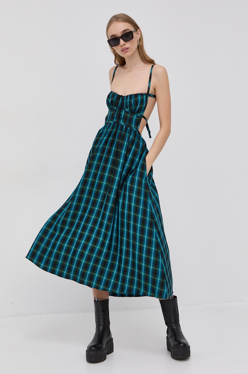 

Сукня For Love & Lemons колір зелений midi розкльошена