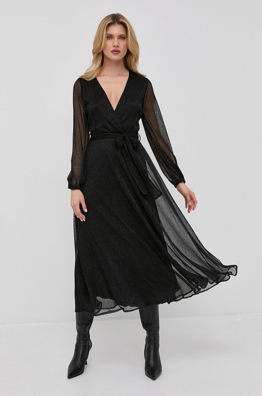 Bardot rochie culoarea negru, maxi, drept