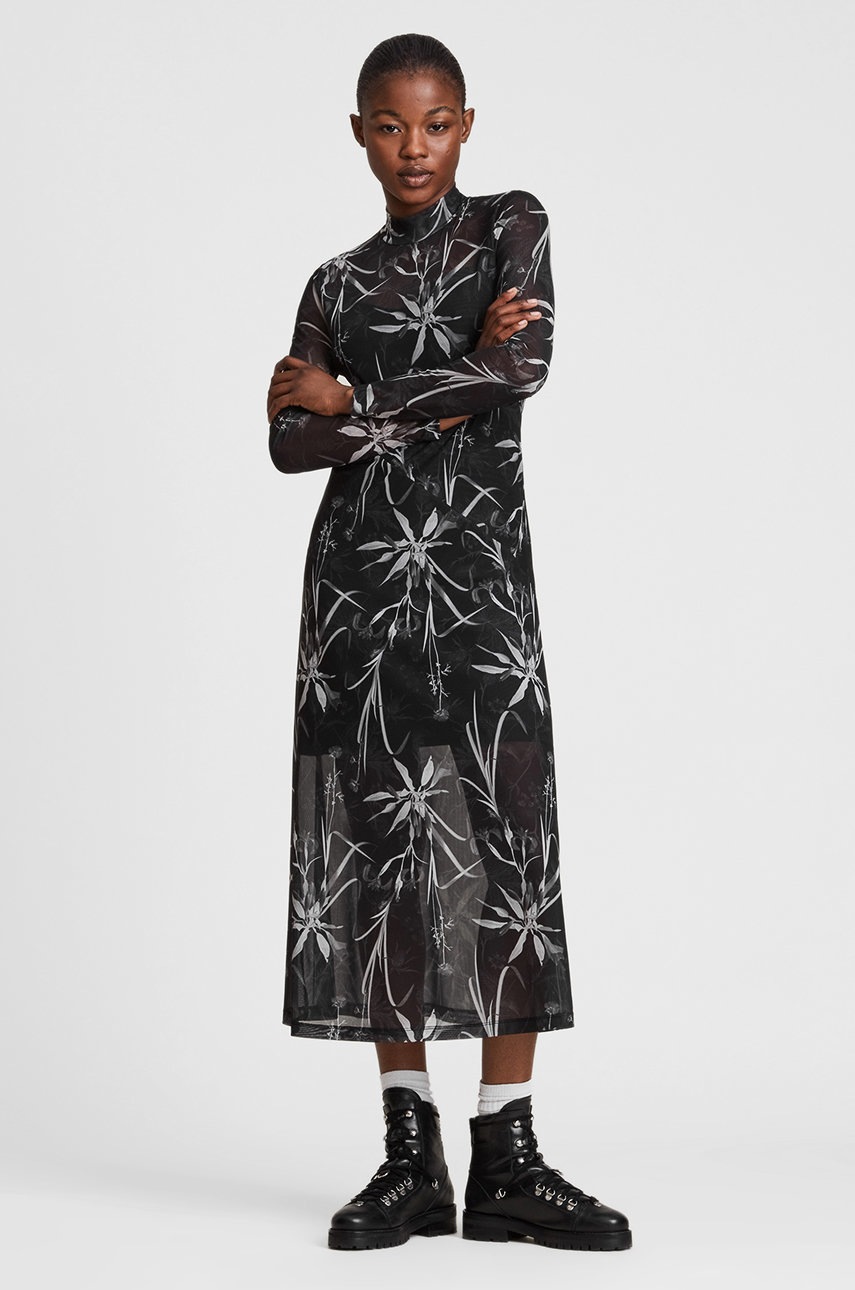 

Платье AllSaints цвет чёрный maxi облигающее