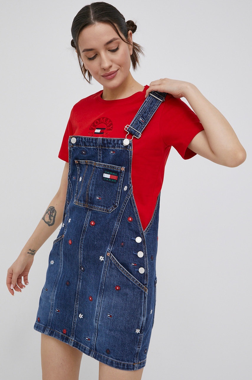 

Дънкова рокля Tommy Jeans къс модел със стандартна кройка, Син
