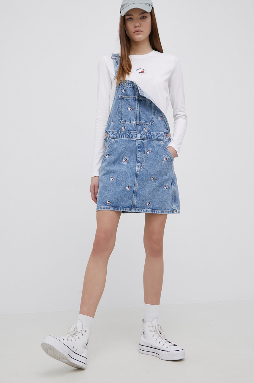 

Дънкова рокля Tommy Jeans къс модел със стандартна кройка, Син
