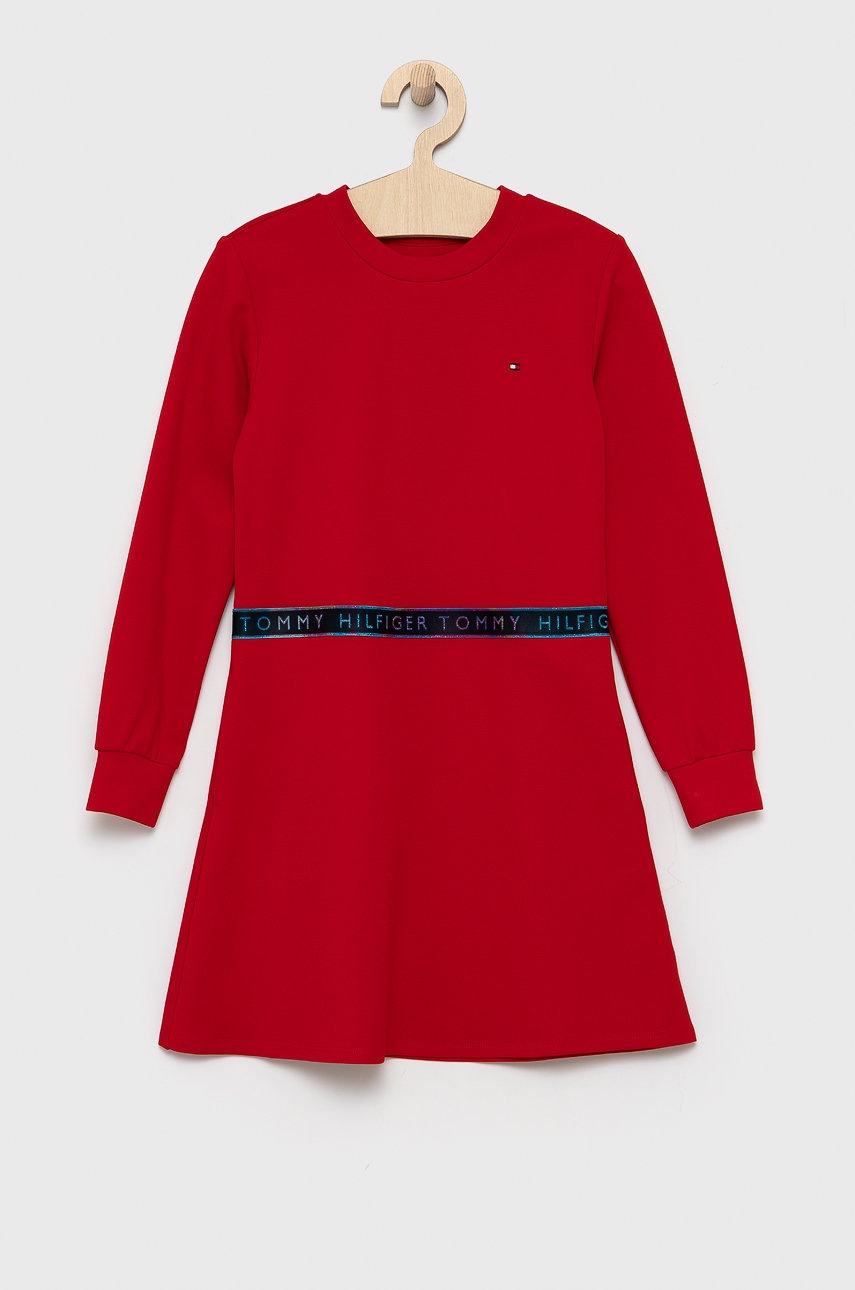 

Детска рокля Tommy Hilfiger в червено къс модел разкроен модел, Червен