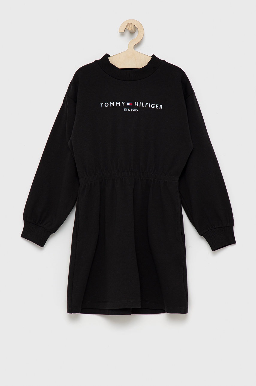 

Детска рокля Tommy Hilfiger в черно къс модел със стандартна кройка, Черен