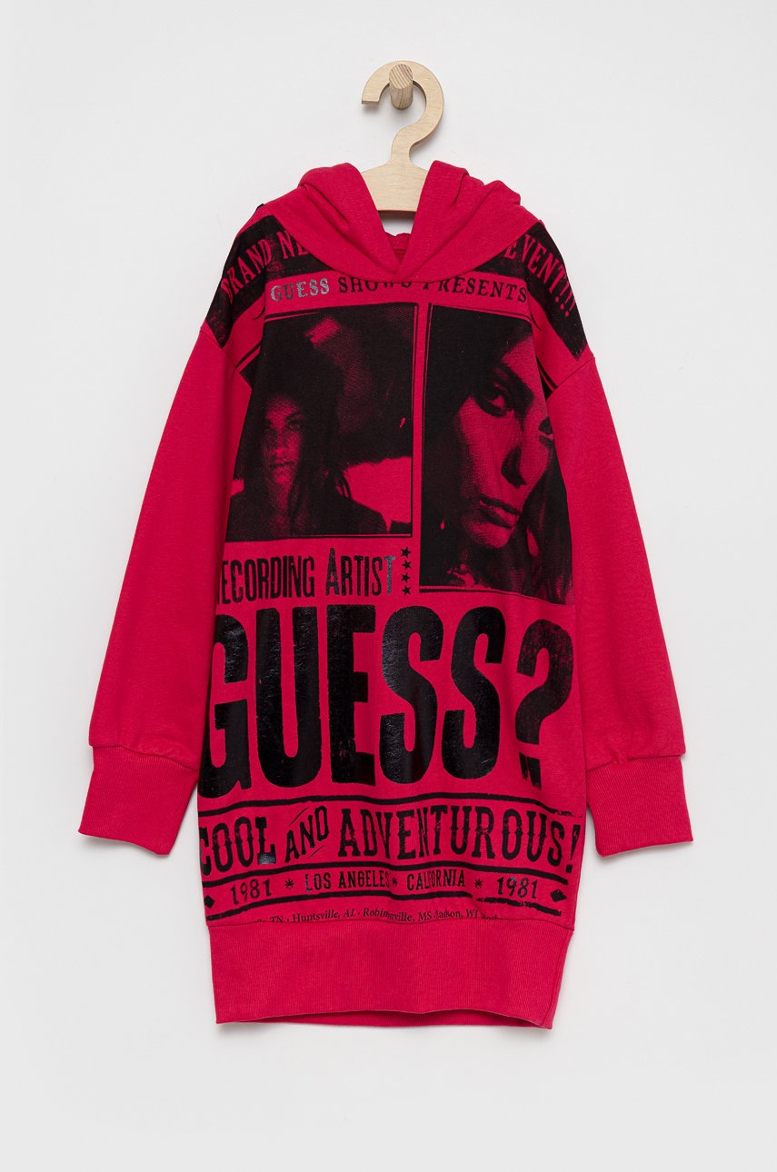 

Guess - Детска памучна рокля, Розов