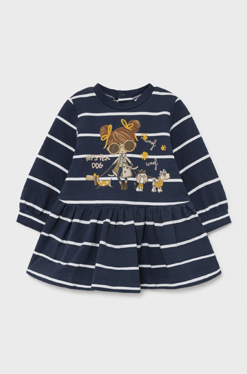 Mayoral rochie din bumbac pentru copii culoarea albastru marin, mini, evazata