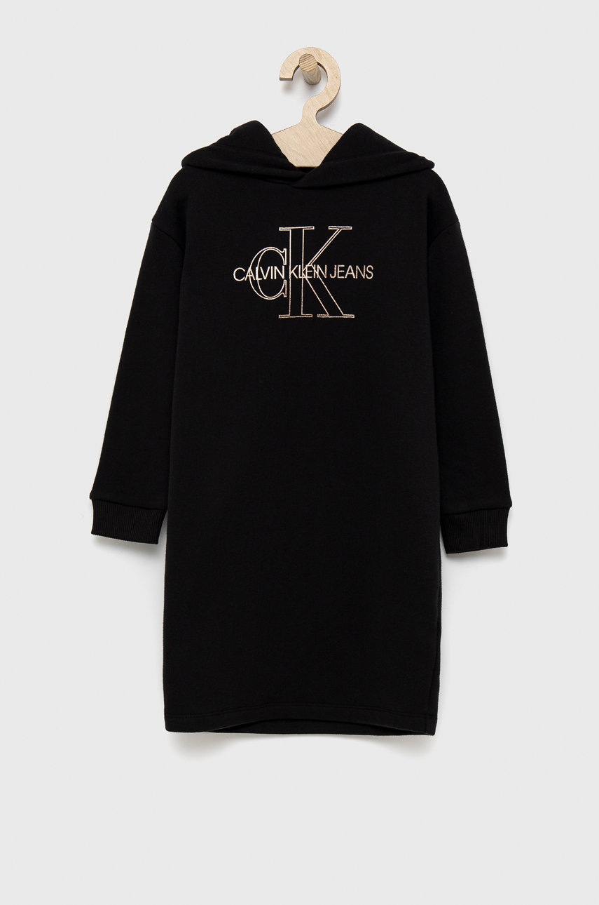

Детска рокля Calvin Klein Jeans в черно къс модел със стандартна кройка, Черен