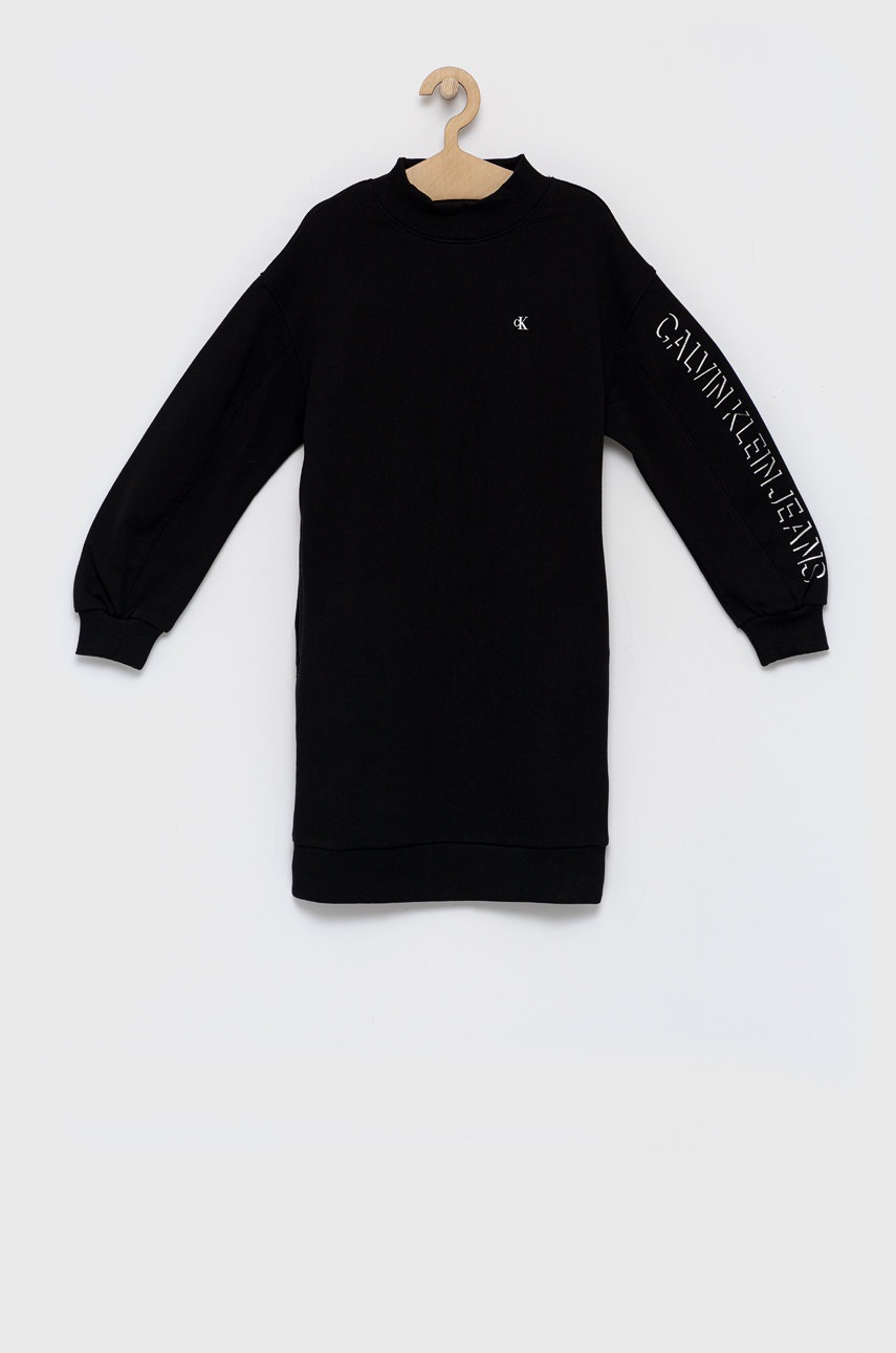 

Детска рокля Calvin Klein Jeans в черно среднодълъг модел със стандартна кройка, Черен