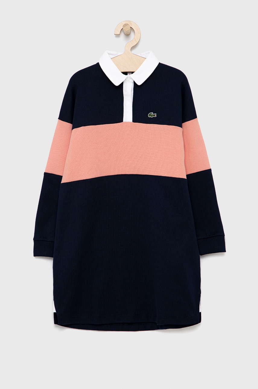 Lacoste rochie din bumbac pentru copii culoarea albastru marin, mini, oversize