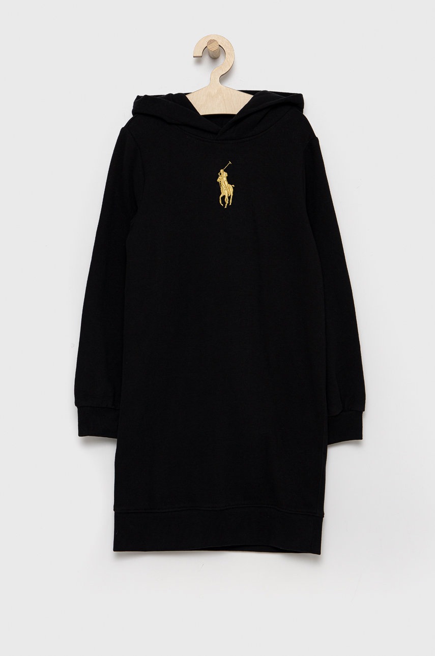 

Детска рокля Polo Ralph Lauren в черно къс модел със стандартна кройка, Черен