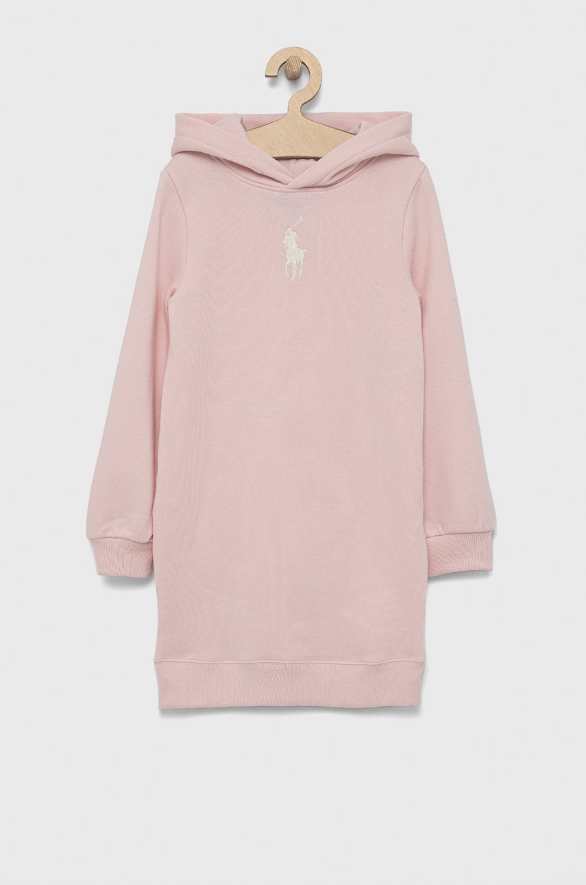 

Детска рокля Polo Ralph Lauren в розово къс модел със стандартна кройка, Розов