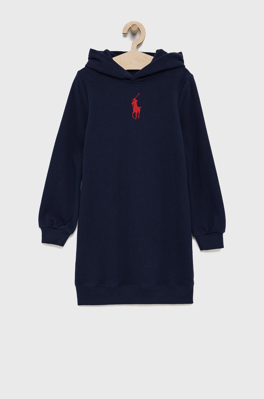 

Детска рокля Polo Ralph Lauren в тъмносиньо къс модел със стандартна кройка, Тъмносин