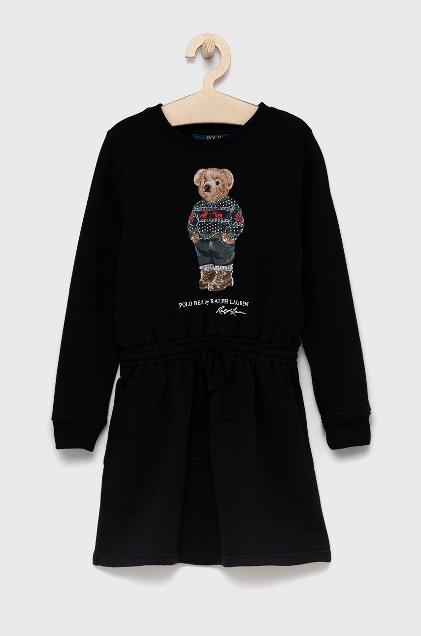 

Детска рокля Polo Ralph Lauren в черно къс модел със стандартна кройка, Черен