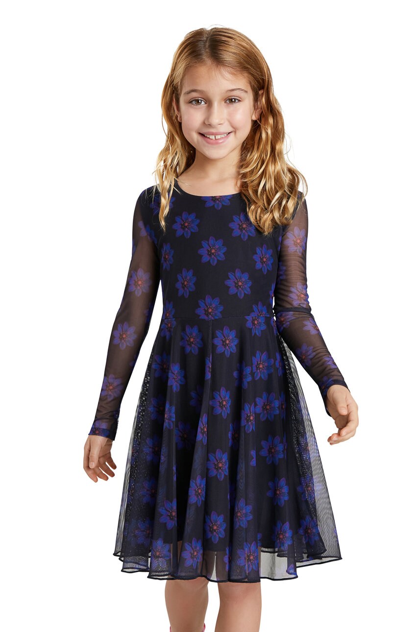 Desigual rochie fete culoarea albastru marin, mini, evazata