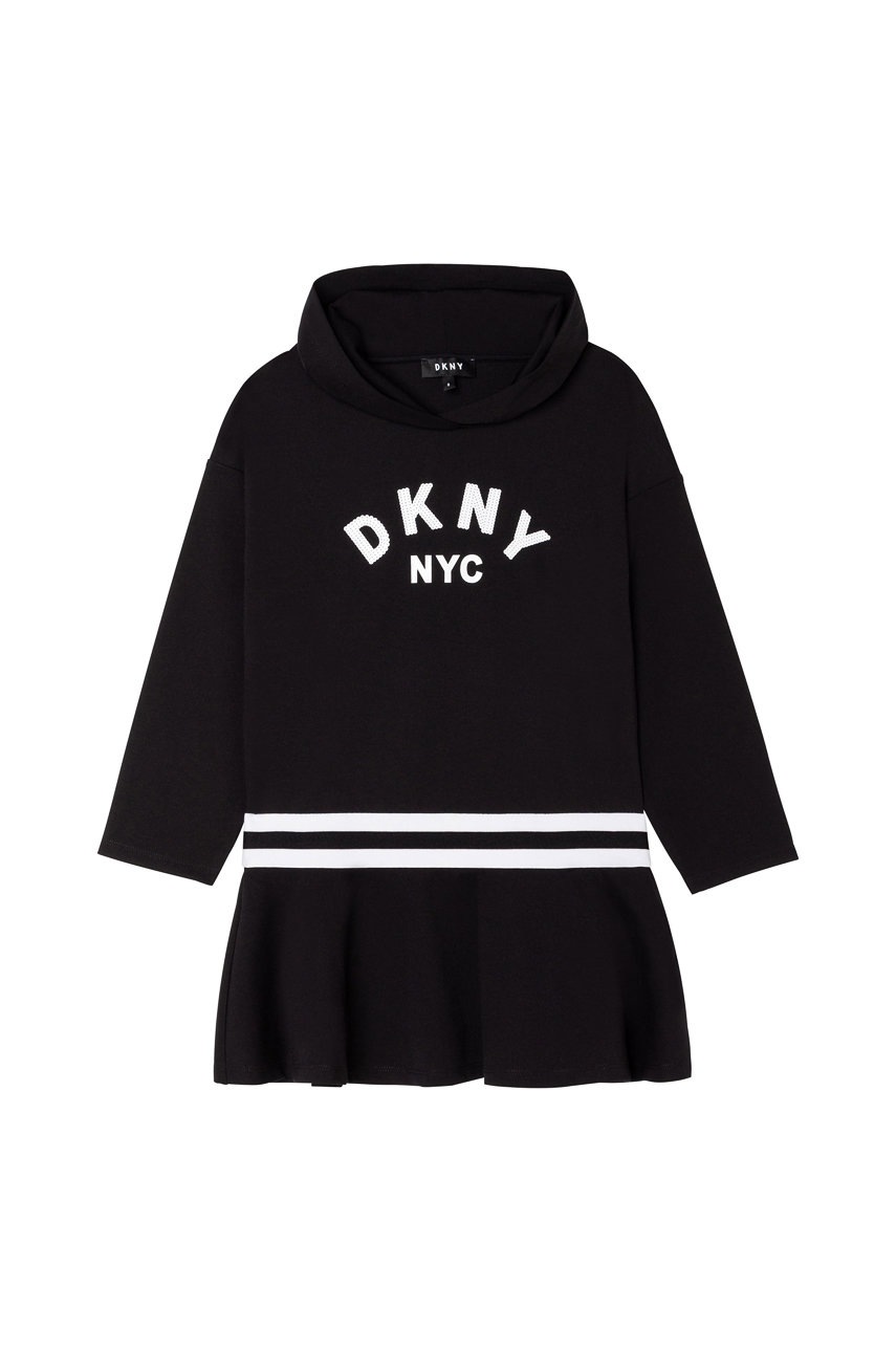 

Детска рокля Dkny в черно къс модел със стандартна кройка, Черен