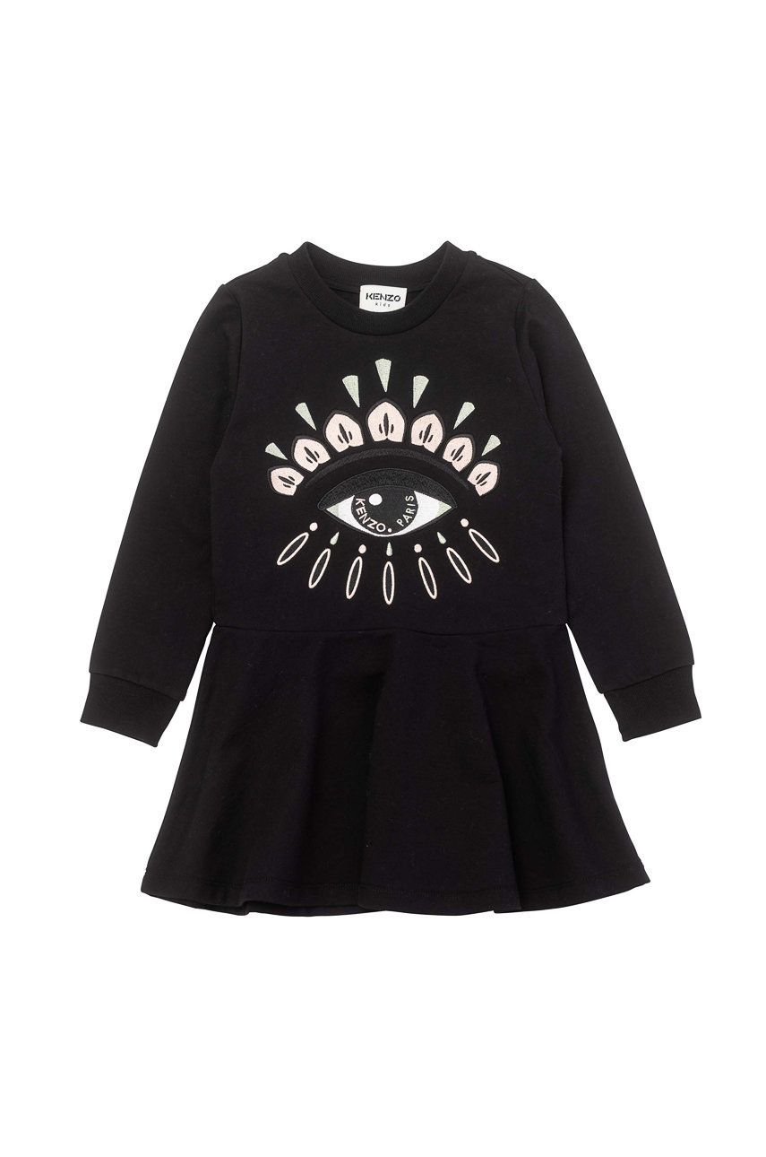 Kenzo Kids Sukienka bawełniana dziecięca kolor czarny mini rozkloszowana