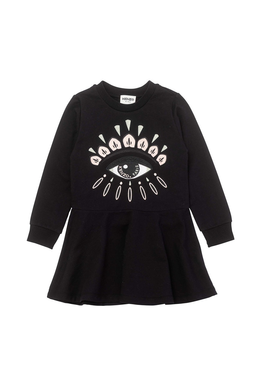 Kenzo kids rochie din bumbac pentru copii culoarea negru, mini, evazata