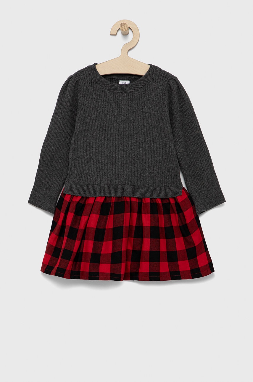 Gap rochie din bumbac pentru copii culoarea rosu, mini, evazata