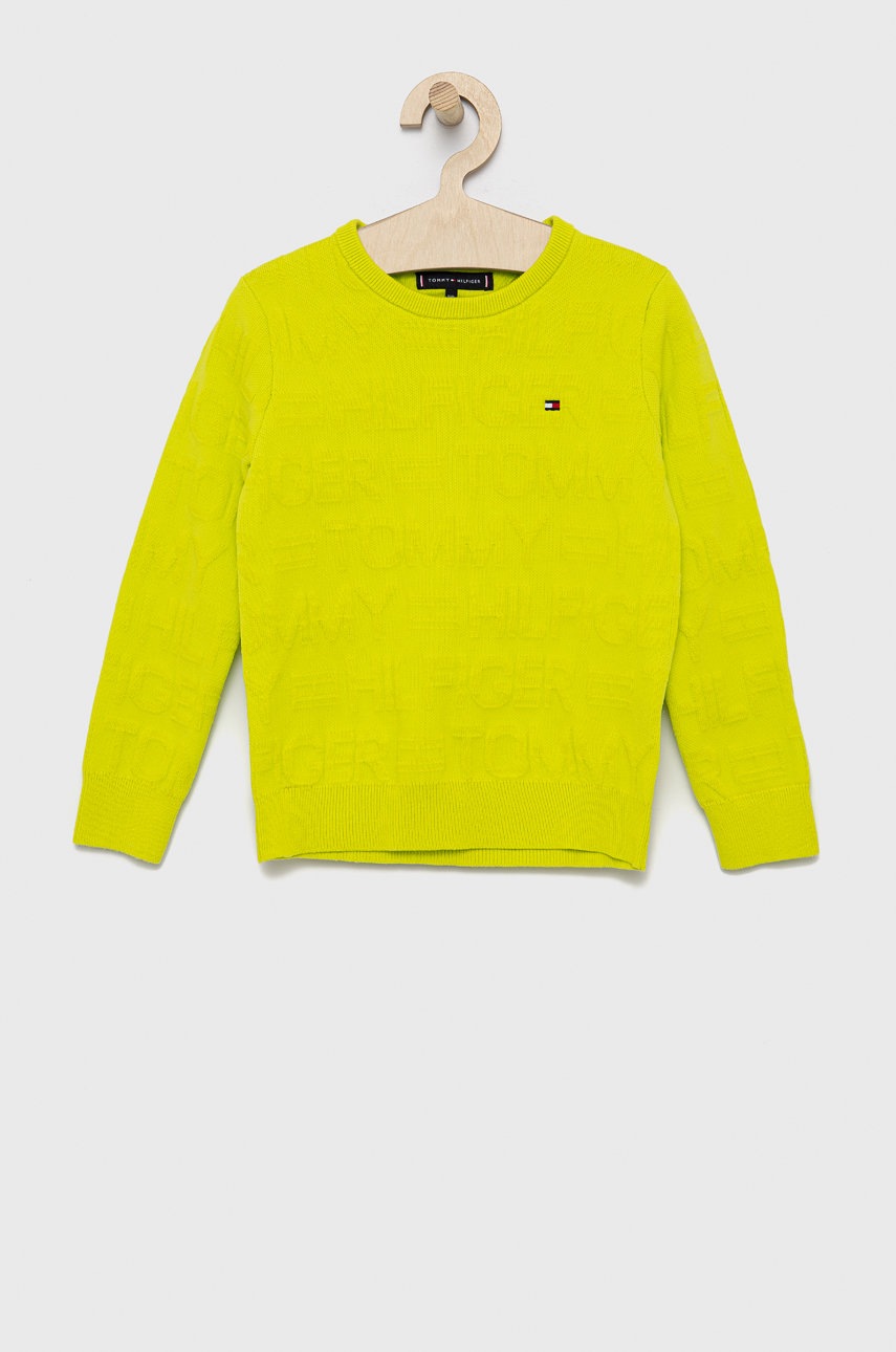 

Детски пуловер Tommy Hilfiger в зелено от лека материя, Зелен
