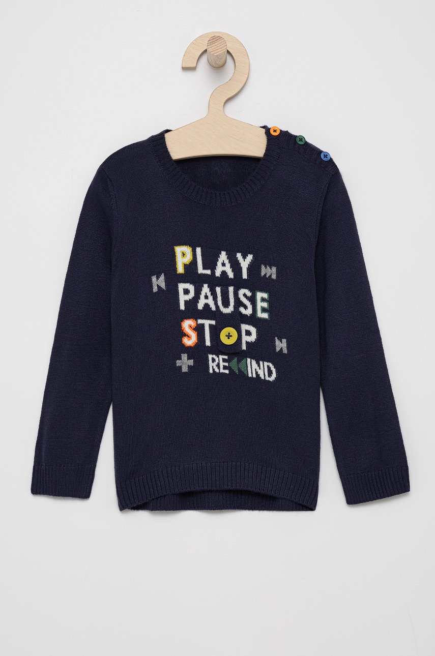 

Детски пуловер United Colors of Benetton в тъмносиньо от лека материя, Тъмносин