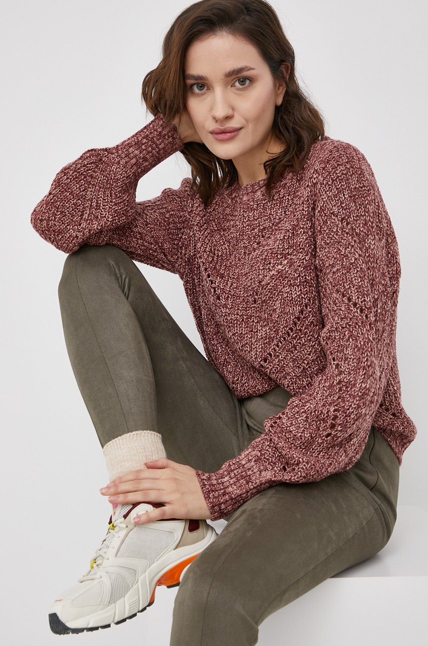 

Пуловер Jacqueline de Yong дамски в бордо от лека материя