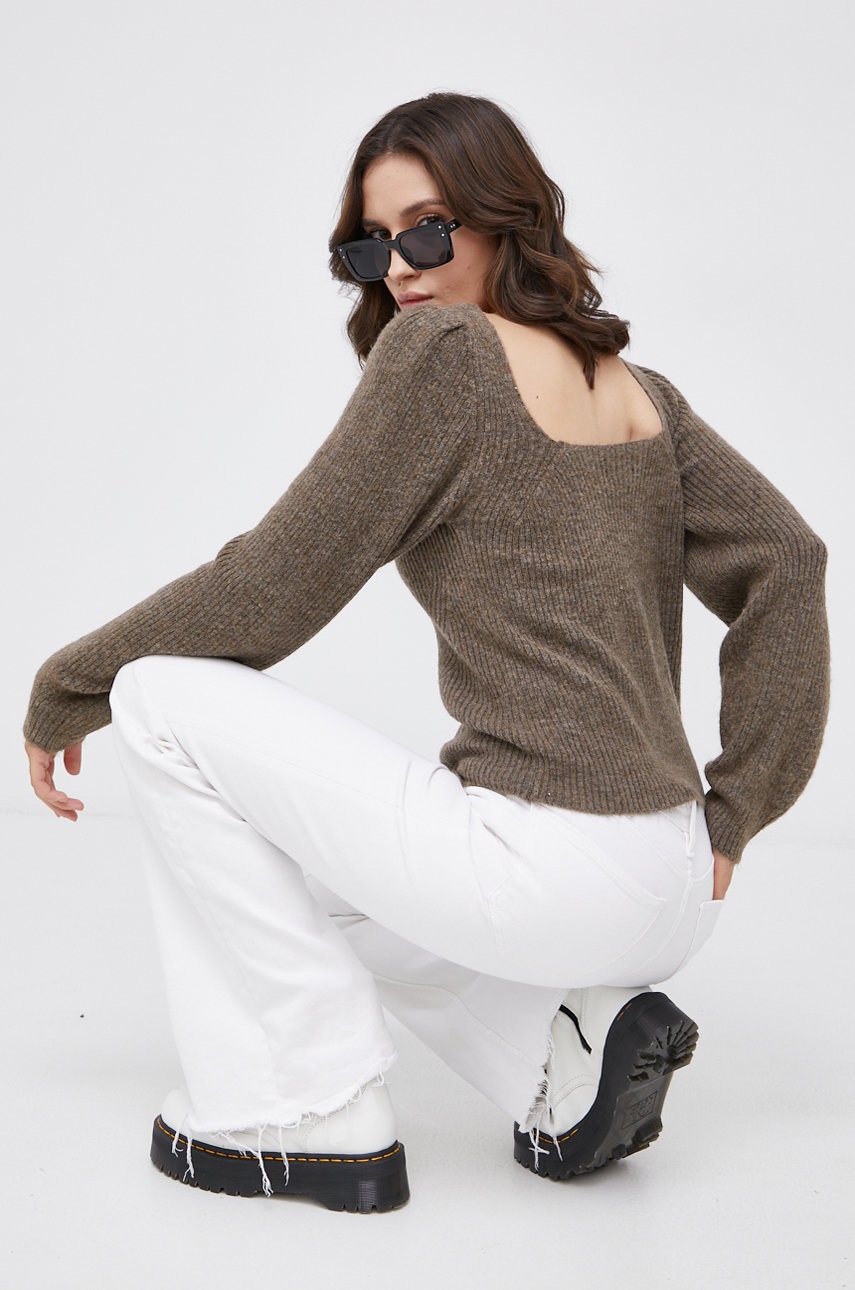 

Пуловер с вълна Only дамски в кафяво, Кафяв