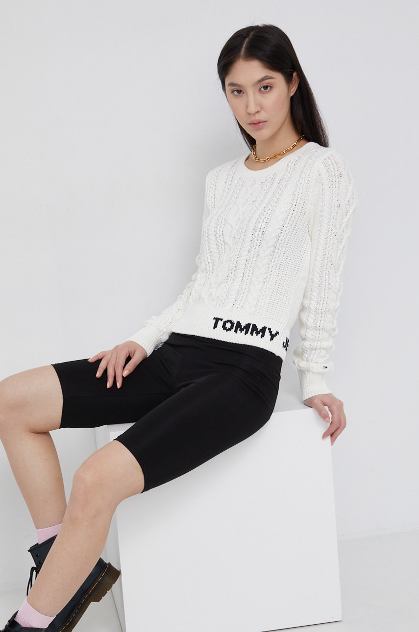

Свитер Tommy Jeans женский цвет белый лёгкий