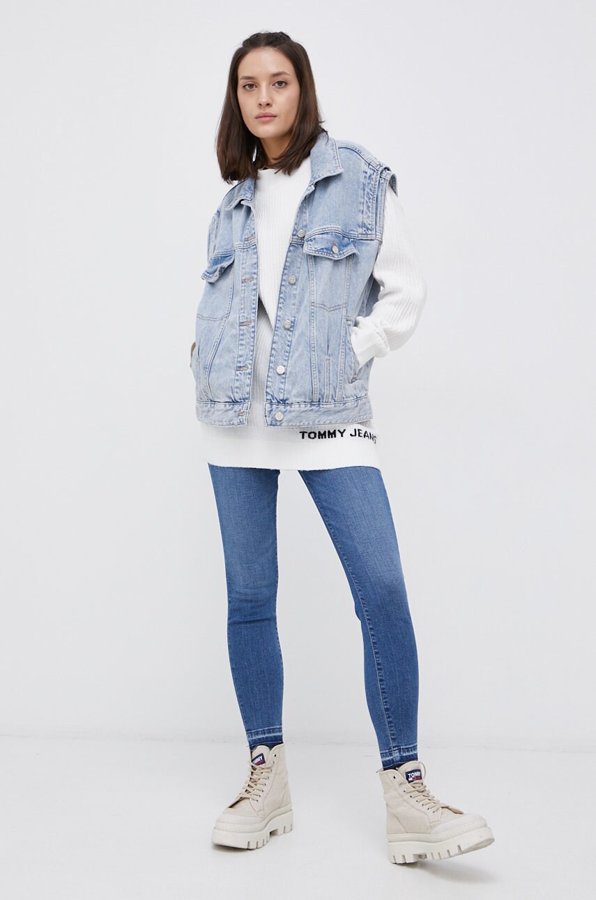 

Свитер Tommy Jeans женский цвет белый