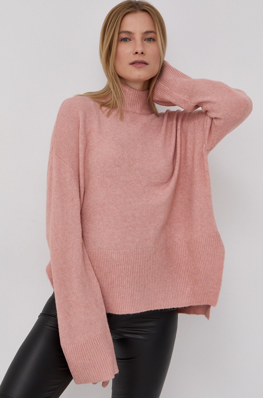 

Свитер Vero Moda женский цвет розовый лёгкий с гольфом