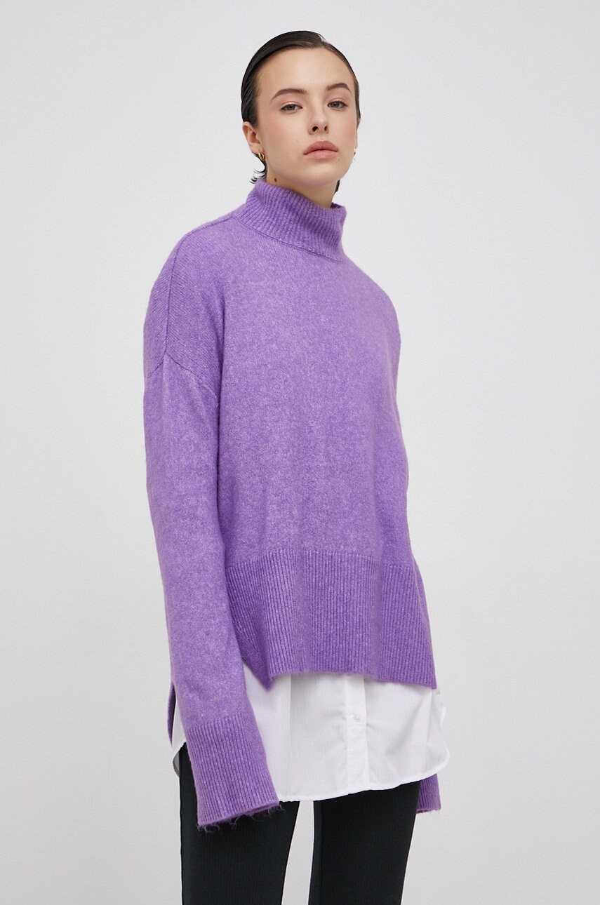 Vero moda pulover femei, culoarea violet, light, cu guler