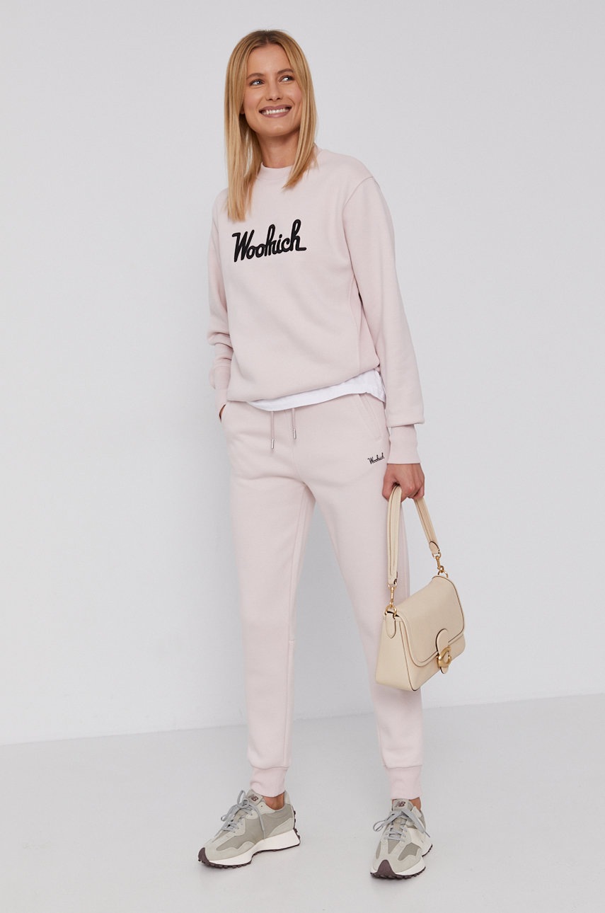 

Кофта Woolrich женская цвет розовый с аппликацией