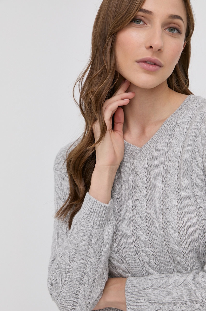 

Пуловер с вълна Guess дамски в сиво от лека материя, Сив