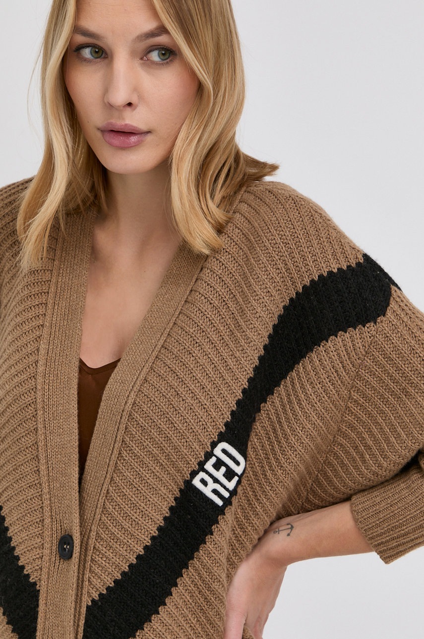 

Жилетка с вълна Red Valentino дамска в бежово от топла материя, Бежов