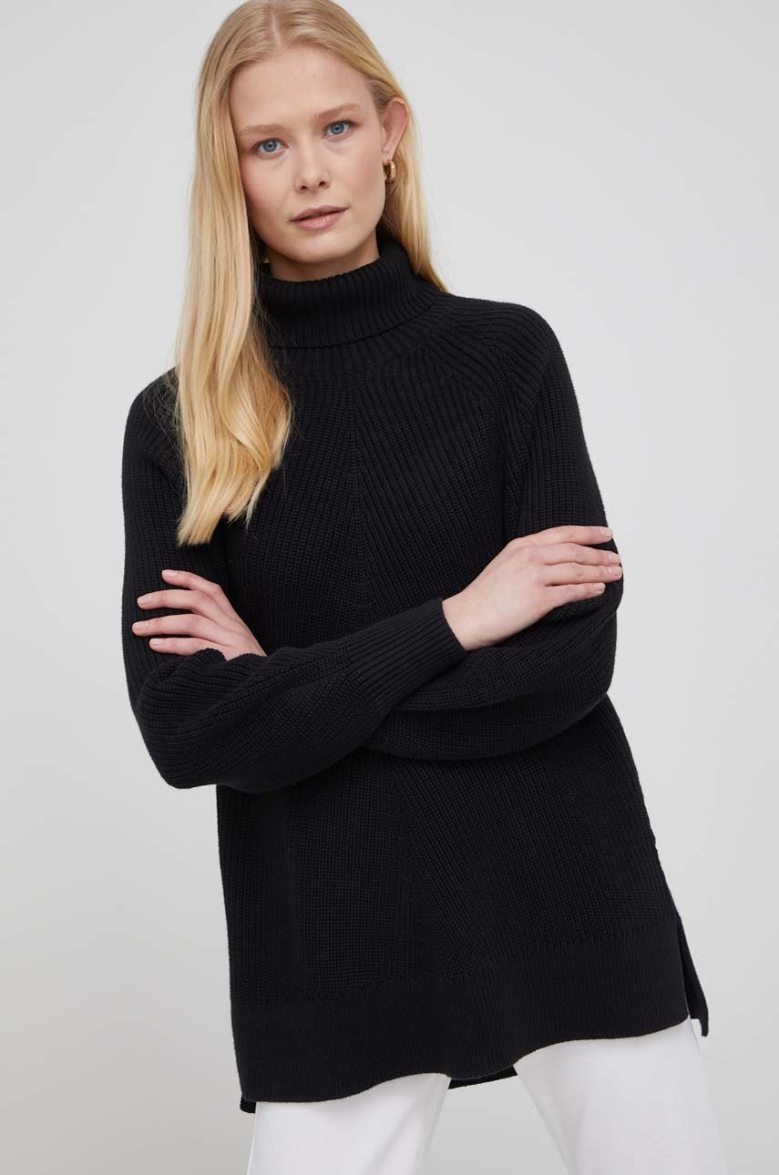 

Пуловер Calvin Klein Jeans дамски в бордо от топла материя с поло, Черен