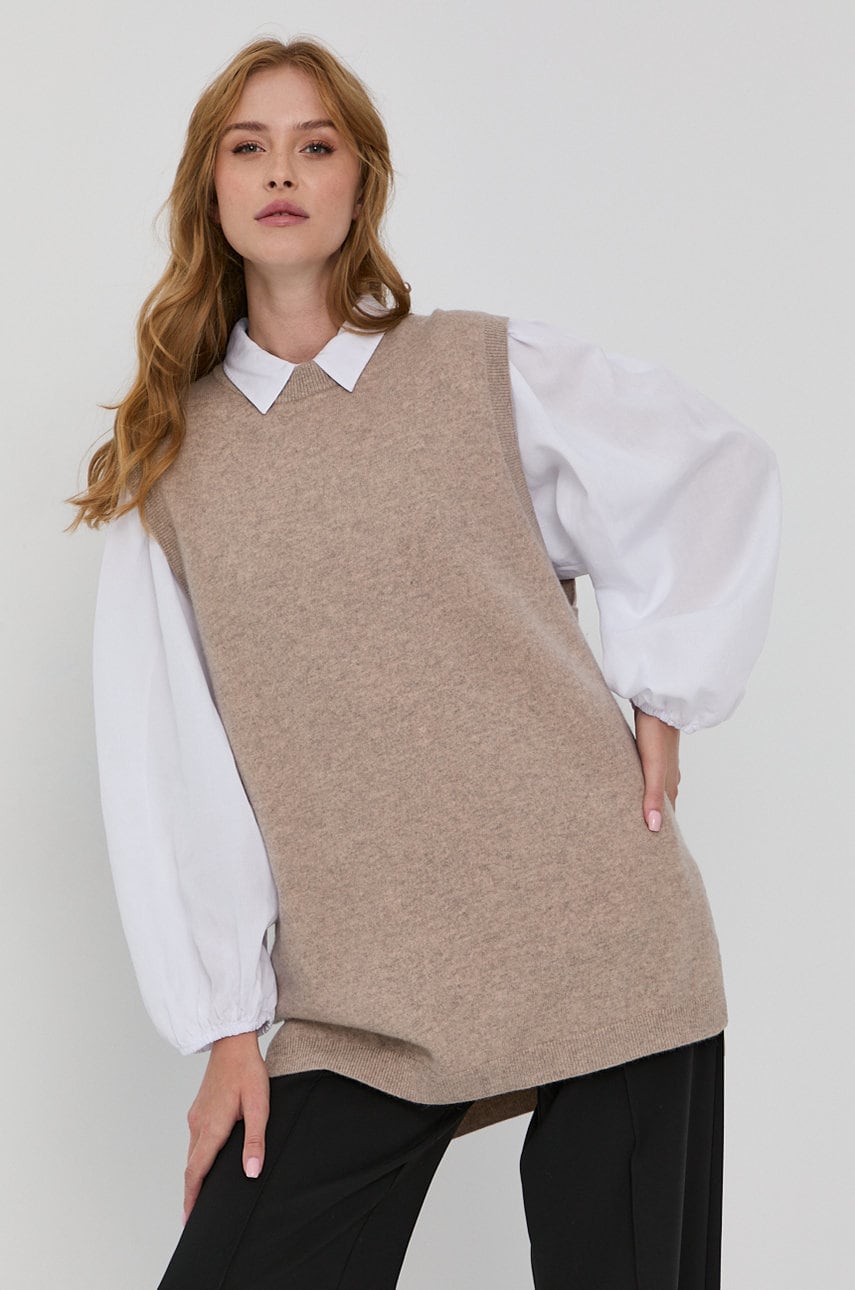 Samsoe samsoe vestă femei, culoarea bej, light