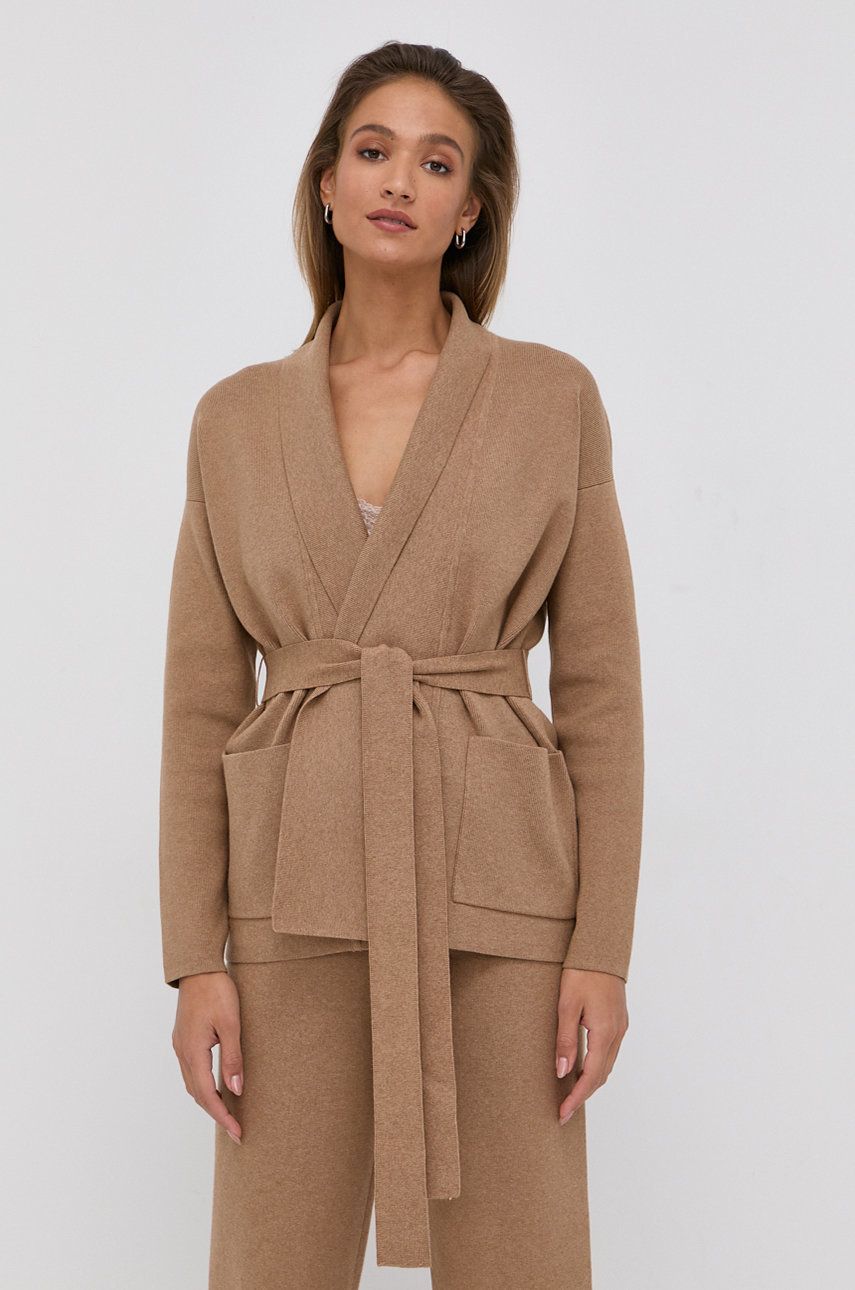Boss Cardigan din amestec de lână femei, culoarea maro imagine reduceri black friday 2021 answear.ro