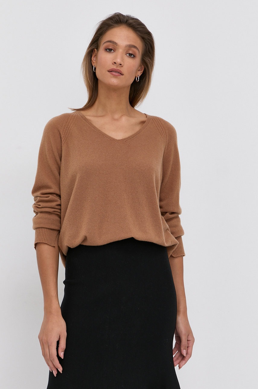 

Вълнен пуловер Twinset дамски в кафяво от лека материя, Кафяв